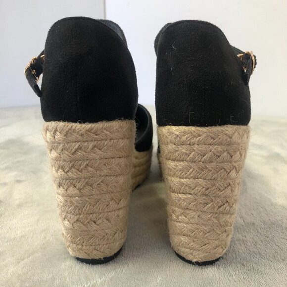 NWOT Black Suede Platform Wedge Espadrilles Size 36 (5.5 US) - Picture 8 of 16